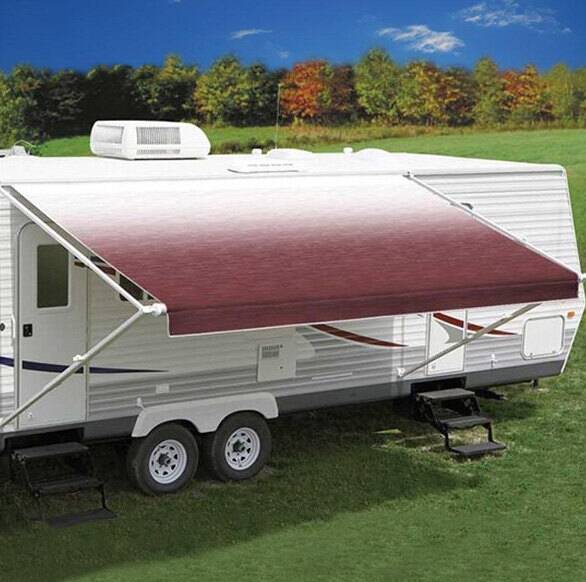 Carefree 14' 2" W x 8' Ext. Burgundy Shale Fade One-Piece Replacement Vinyl Fabric for RV Patio Awnings  • JU156A00
