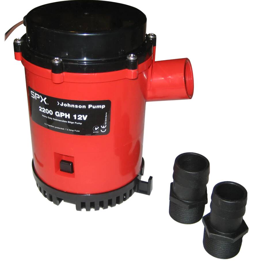 Johnson Pump 2200 GPH Bilge Pump 1-1/8" Hose 12V Threaded Port  • 22004