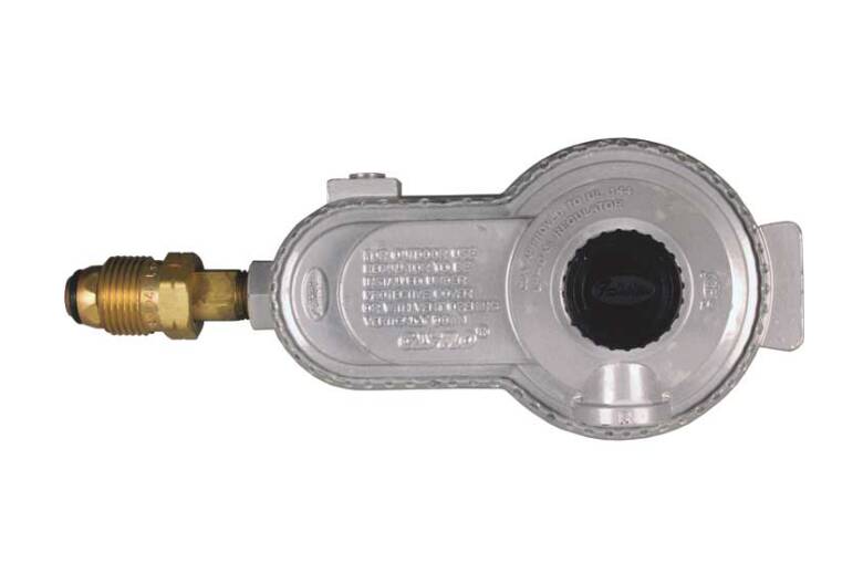 JR Products Low Pressure Adjustable Two Stage LP Gas Regulator (POL Inlet x 3/8" FPT Outlet) 225,000 BTU  • 07-30375