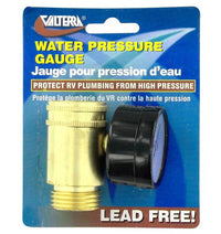 Valterra Brass Water Adapter with Pressure Gauge (3/4" FPT x 3/4" MPT)  • A01-0110VP