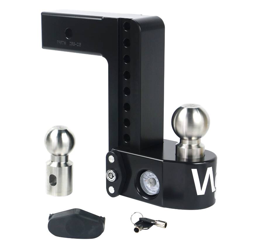 Weigh Safe Adjustable 8" Drop Cerakote Black with Stainless Steel Balls Ball Mount with Built-in Scale for 2-1/2" Receivers  • WS8-2.5-CER-BLA