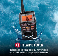 Cobra 3 Watt Handheld Floating VHF Marine Radio with NOAA Weather  • MRHH150FLT