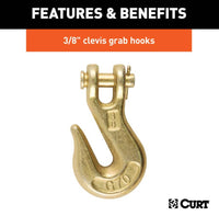 Curt 14' Transport Binder Safety Chain with 2 Clevis Hooks, 26,400 LBS, Yellow Zinc  • 80309