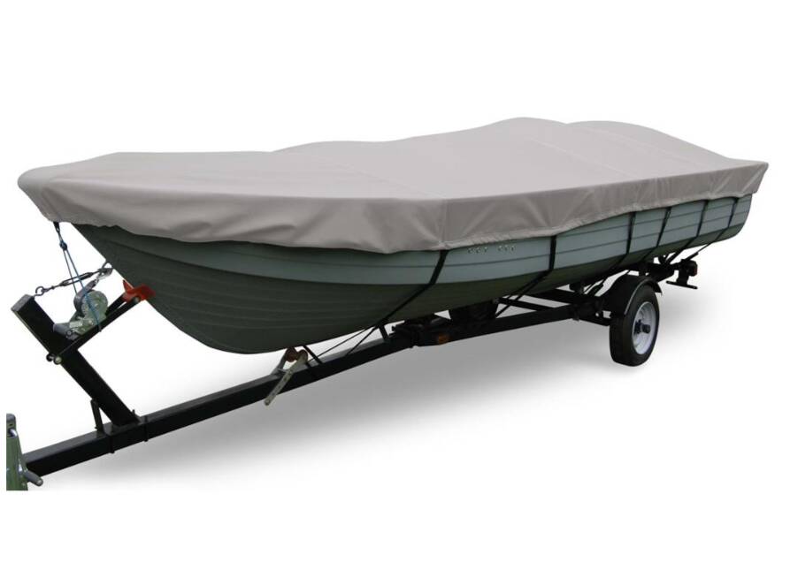 Carver Flex-Fit Haze Gray Poly-Guard Boat Cover for 14'-16' L x 78" W V-Hull, Jon & Drift Boats  • 79001