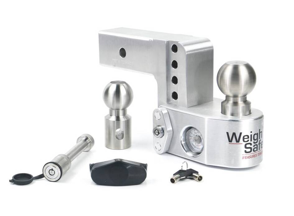 Weigh Safe Adjustable 4" Drop Aluminum with Stainless Steel Balls Ball Mount with Built-in Scale for 2-1/2" Receivers  • WS4-2.5-KA