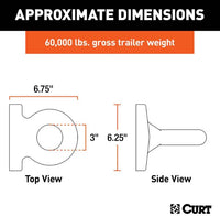 Curt Flush-Mount Lunette Ring, 60,000 lbs., 3" I.D.  • 48560