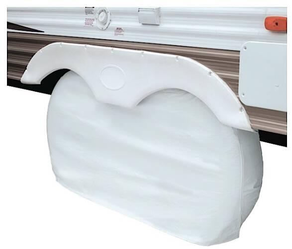 Classic Accessories RV Dual Axle Wheel Cover - White - 30-33"  • 80-211-052801-00