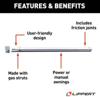 Lippert Solera 69" Standard Flat Awning Support Arm Assembly - White  • 281152