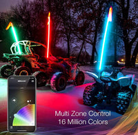 XK Glow Side by Side UTV 4' Whip Kit, XKChrome Smartphone App, Pair  • XK-WHIPB-ADV