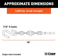 Curt 48" Safety Chain w/ 2 S-Hooks, 5,000 LBS, Clear Zinc  • 80031