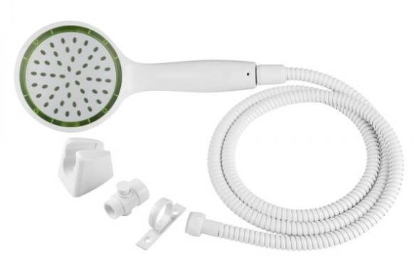 Dura Faucet Pressure Assist Plastic White Handheld Shower Head with 60" Hose  • DF-SA470K-WT