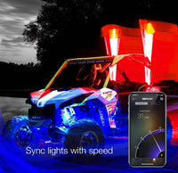XK Glow Side by Side UTV 4' Whip Kit, XKChrome Smartphone App, Pair  • XK-WHIPB-ADV