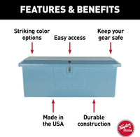 Taylor Made Stow N’ Go Deep Fiberglass Dock Box, Medium (27"H X 72"W X 26"D), Ice Blue  • 83554IB