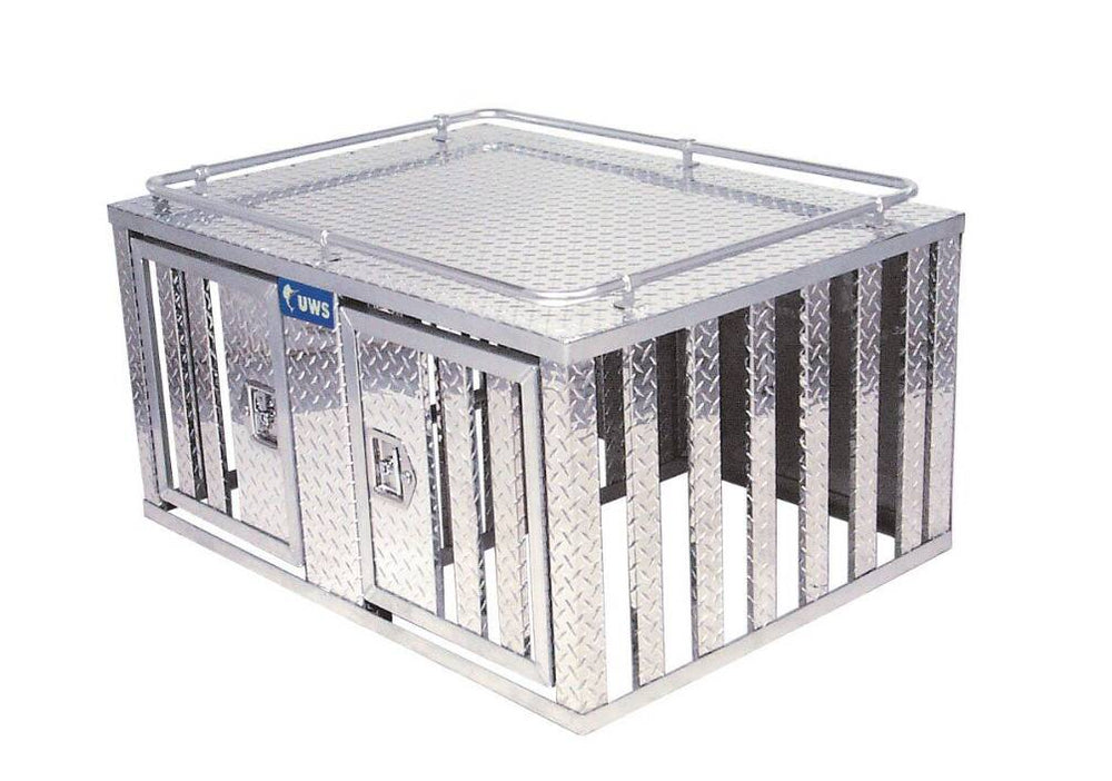 UWS Double-Door Dog Box w/ Divider, Bright Aluminum, 48"x48"  • DB-4848