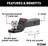 Curt Fusion Ball Mount 2" Ball, 2" Shank, 7,500 LBS, 2" Drop  • 45134