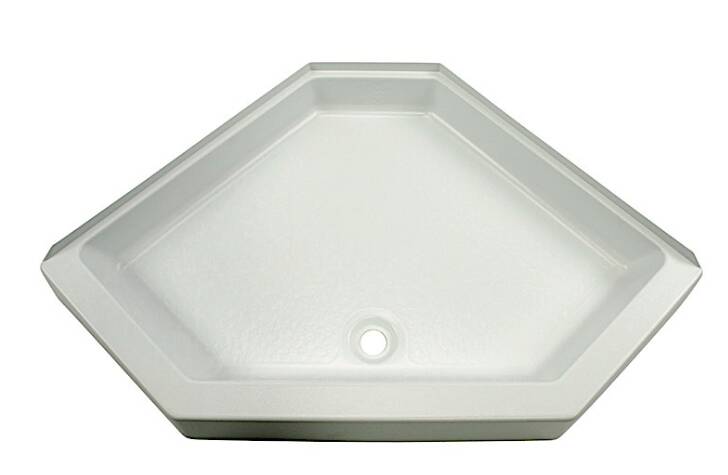 Lippert Neo Angle Shower Pan with Center Drain and 5" Apron; 34" x 34" (White)  • 209795