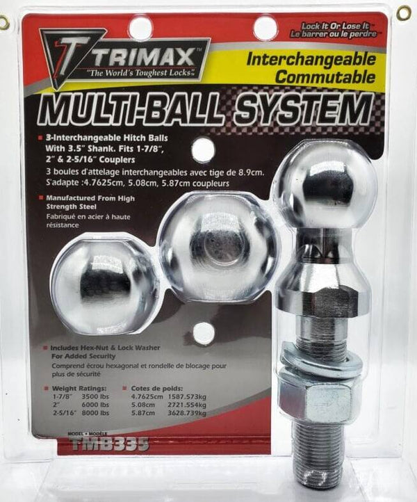 Trimax Interchangeable Hitch Ball Set with 1-7/8", 2", and 2-5/16" Balls  • TMB335