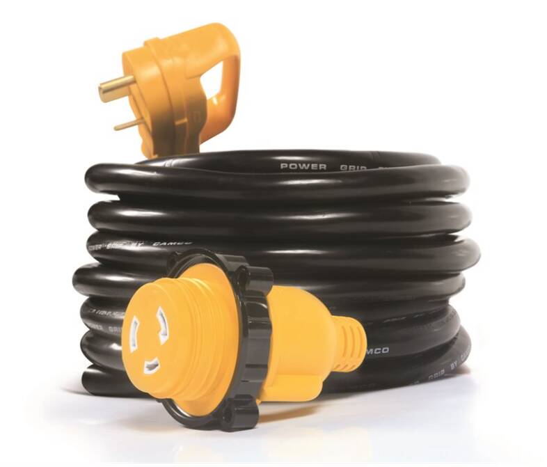Camco 30Amp Power Grip 25' Extension Cord - 90M / F-Locking Adapter  • 55501
