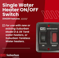 Suburban Water Heater Switch w/ Plate, Black  • 234229