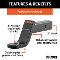 Curt Class 3 Ball Mount, 2" Shank, 7,500 LBS, 2" Drop, 7-1/2" Long  • 45030
