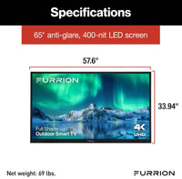 Furrion Aurora Full-Shade 4K LED Outdoor Smart TV - 65"  • 2021130708