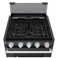 Furrion 17" 3-Burner Gas Oven Range, Black Glass w/ Silver Handle  • 2021149018
