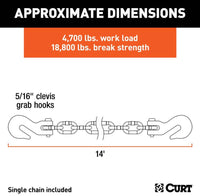 Curt 14' Transport Binder Safety Chain with 2 Clevis Hooks, 18,800 LBS, Yellow Zinc  • 80305