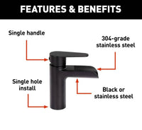 Lippert Flow Max Waterfall Bathroom RV Faucet - Black Matte  • 2021090599