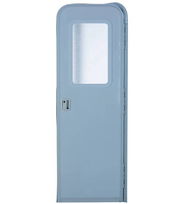 Lippert Right Hinge RV Radius Entry Door with Screen Door with Drip Cap & Threshold - 24" x 72", Polar White  • V000051931