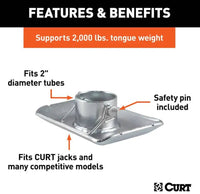 Curt Pin-On Jack Foot, Fits 2" Tube, 2,000 LBS, 1-11/16" Height  • 28272