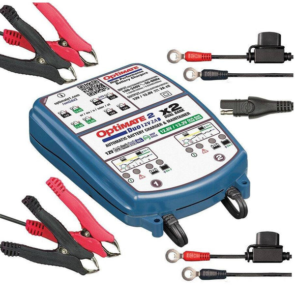 Optimate 2 DUO 12 / 12.8 Volt, 2 Amp Battery Charger [2 Bank]  • TM-571