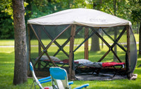 Quick-Set Escape Sky Camper 6-Sided Screen Shelter with Screen Roof/Rain Fly/Wind Panels/Floor, Brown  • 12874
