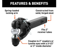 Curt Receiver-Mount Ball & Pintle Hitch, 2" Shank, 2" Ball, 10,000 LBS  • 48007