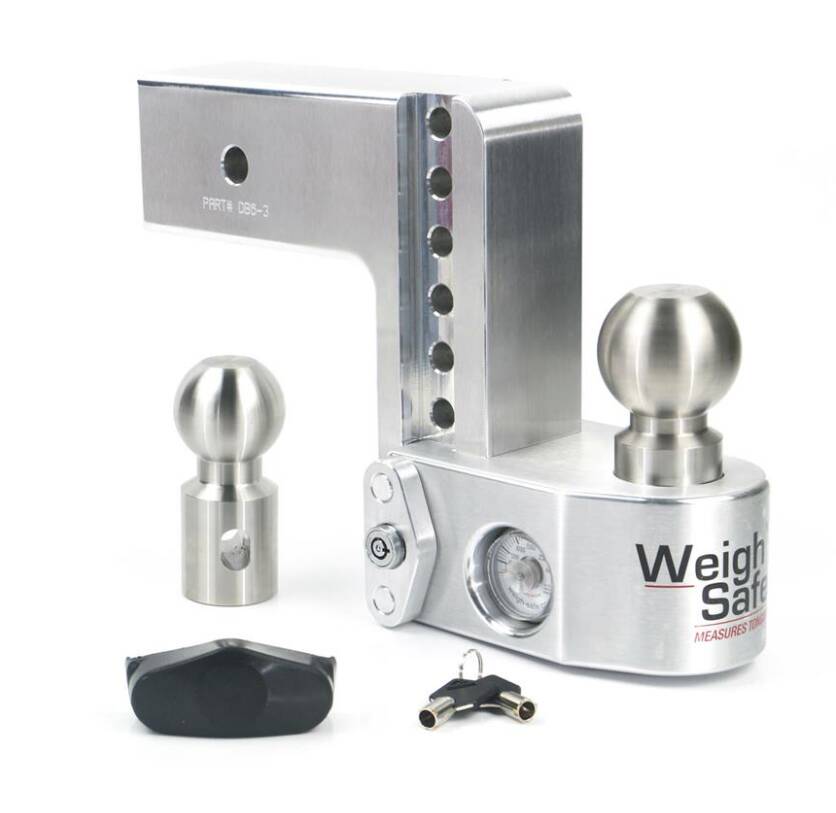 Weigh Safe Adjustable 6" Drop Aluminum with Stainless Steel Balls Ball Mount with Built-in Scale for 3" Receivers  • WS6-3
