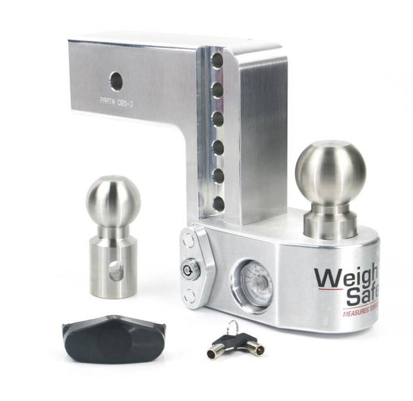 Weigh Safe Adjustable 6" Drop Aluminum with Stainless Steel Balls Ball Mount with Built-in Scale for 3" Receivers  • WS6-3