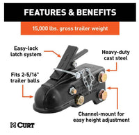 Curt Adjustable Coupler for 2-5/16" Trailer Ball (15000 lbs GTW / 2250 lbs TW)  • 25328
