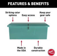 Taylor Made Stow N’ Go Deep Fiberglass Dock Box, Medium (27"H X 72"W X 26"D), Seafoam Green  • 83554SF