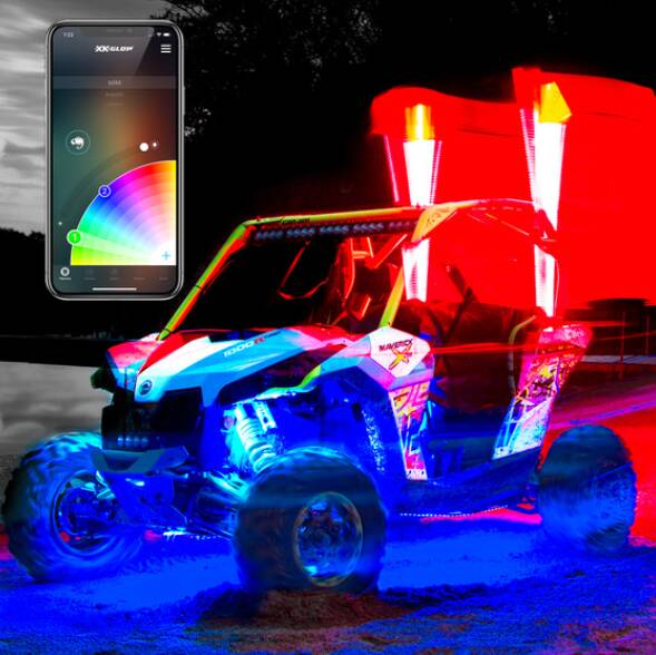 XK Glow 4' UTV Whip, 2nd Gen, XKChrome Advanced App, Single  • XK-WHIPB-STA