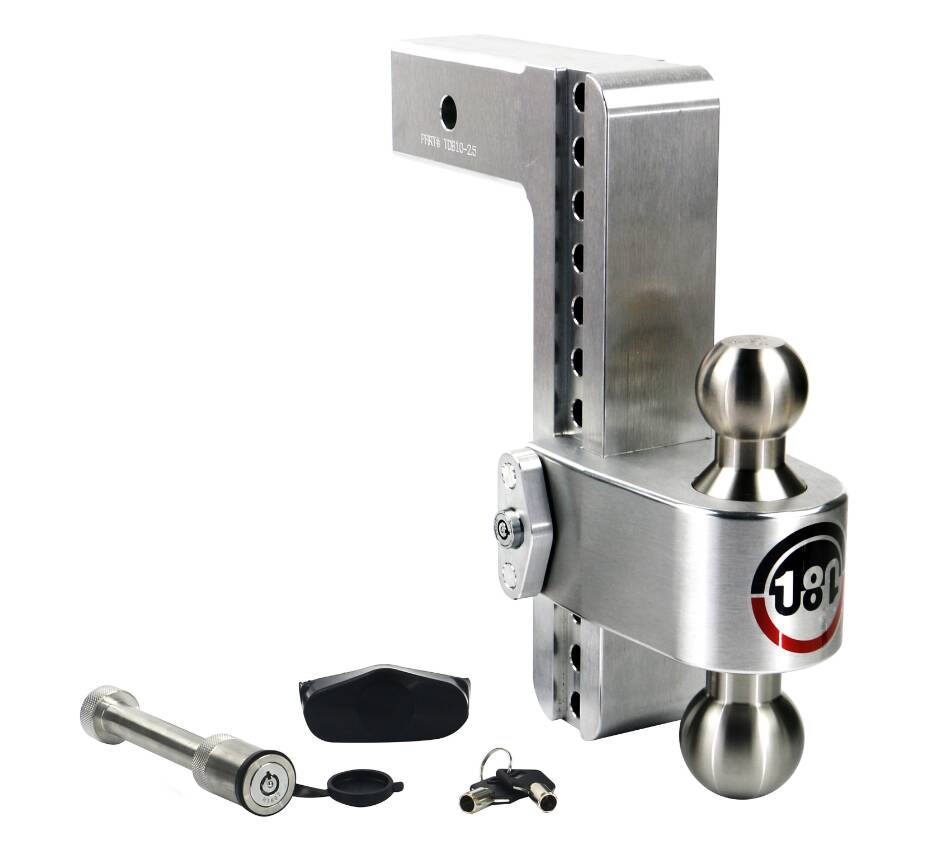 Weigh Safe 180 Hitch Adjustable 10" Drop Dual Ball Mount with Keyed Alike Key Lock and Hitch Pin for 2-1/2" Receivers  • LTB10-2.5-KA