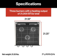 Furrion 3-Burner Gas RV Cooktop with Glass Cover - 20" Black, Rocker Switch  • 2021123926
