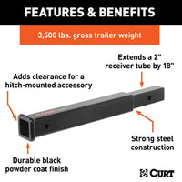 Curt 18" Receiver Tube Extender, 2" Shank, 3,500 LBS  • 45796