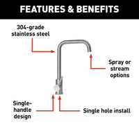 Lippert Square Gooseneck RV Faucet - Stainless Steel  • 719325