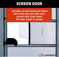Lippert Right Hinge RV Radius Entry Door with Screen Door with Drip Cap & Threshold - 24" x 72", Polar White  • V000051931