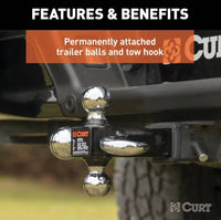 Curt Multi-Ball Mount w/ Hook, 2" Solid Shank, 1-7/8", 2" & 2-5/16" Chrome Balls  • 45675