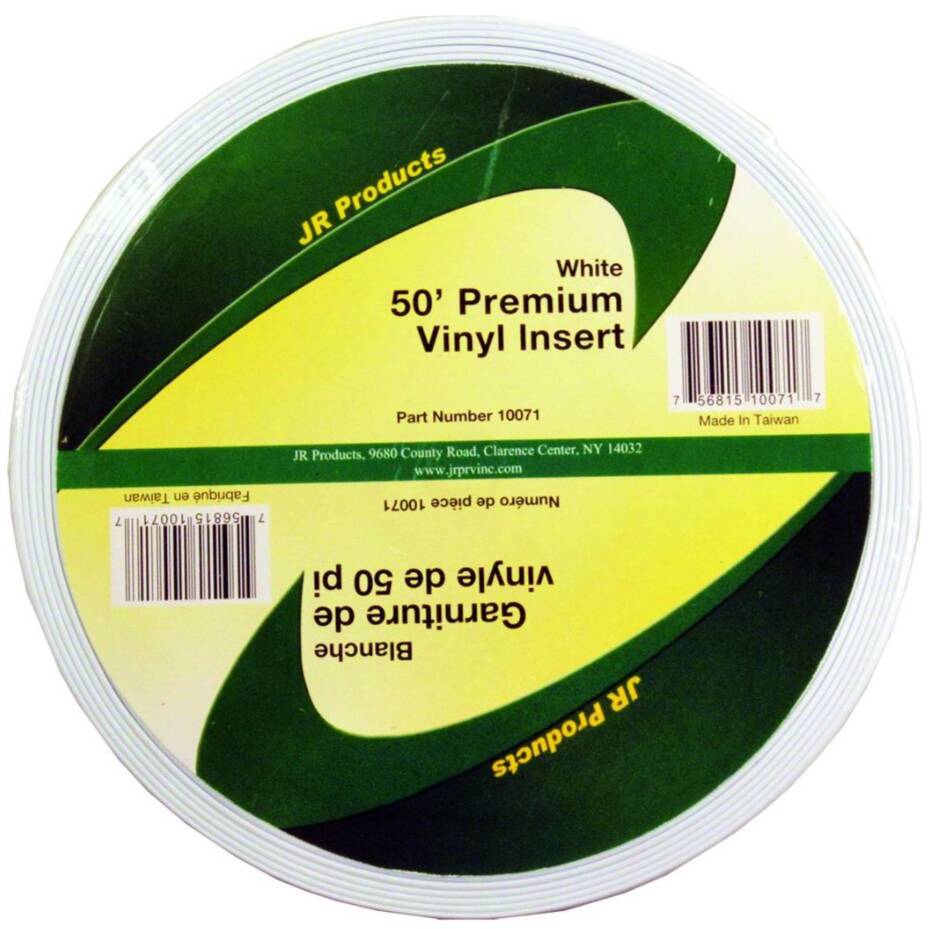 JR Products Premium Vinyl Insert - 50' x 1" - White  • 10071