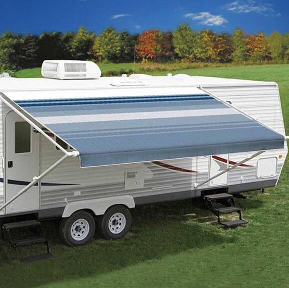 Carefree RV Awning Vinyl Fabric 19'-2" - Ocean Blue Dune Stripe With White Weatherguard  • JU208E00