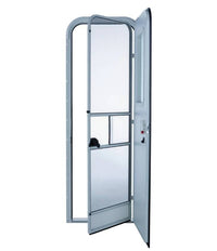 Lippert Right Hinge RV Radius Entry Door with Screen Door with Drip Cap & Threshold - 26" x 72" - White  • V000040259