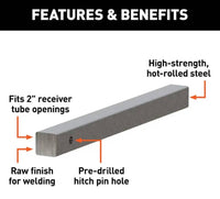 Curt 2" x 24" Raw Steel Hitch Bar  • 49536