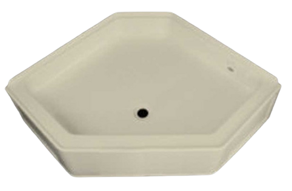 Specialty Recreation Shower Pan, Neo Angle, 34" x 34" x 9-1/2", Front Center Drain, Parchment  • NSB3434PC