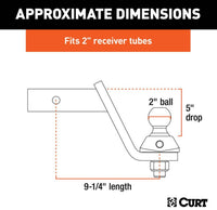 Curt RockerBall Cushion Hitch w/ 2" Ball, 2" Shank, 7,500 LBS, 5" Drop  • 45144